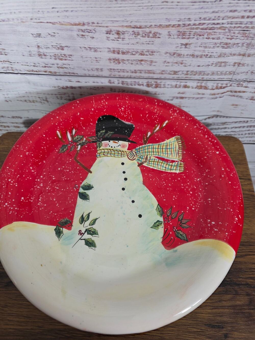 Snowy Night Snowman by Certified International Dinner Plate Susan Winget